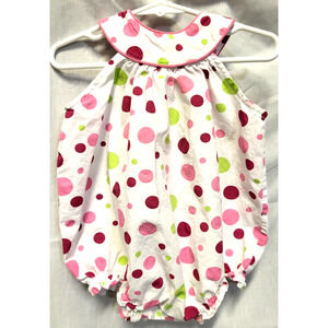 Polka Dot Romper 18 Months Patsy Aiken Chez Belle White with Pink Green & Purple